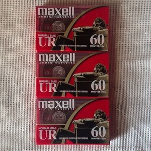 Maxell UR60 Blank Cassettes SEALED 3-pack